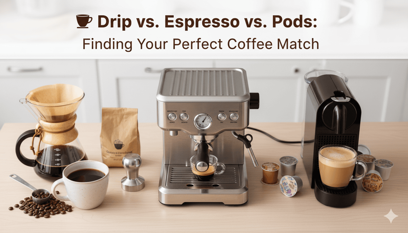 Drip vs. Espresso vs. Pods: A No-Nonsense Guide to Finding Your Perfect Coffee Match