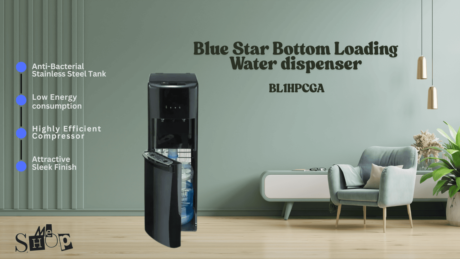 Blue Star bottom loading water dispenser with a sleek, modern design. | ME SHOP India (Delhi NCR)