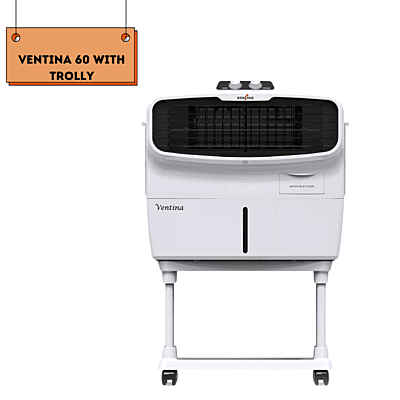 Kenstar Ventina 60 Litres Personal Air Cooler with Trolley, Ice Chamber (White)