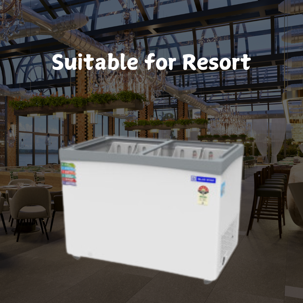 Suitable for Resort: Blue Star Flat glass top Deep Freezer-GT5-410N Suitable for Resort: Blue Star Flat glass top Deep Freezer-GT5-410N