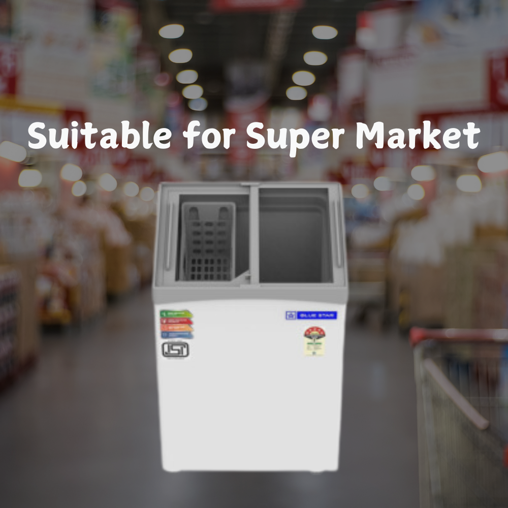 Suitable for Super Market: Blue Star Flat glass top Deep Freezer-GT5-130NP Suitable for Super Market: Blue Star Flat glass top Deep Freezer-GT5-130NP