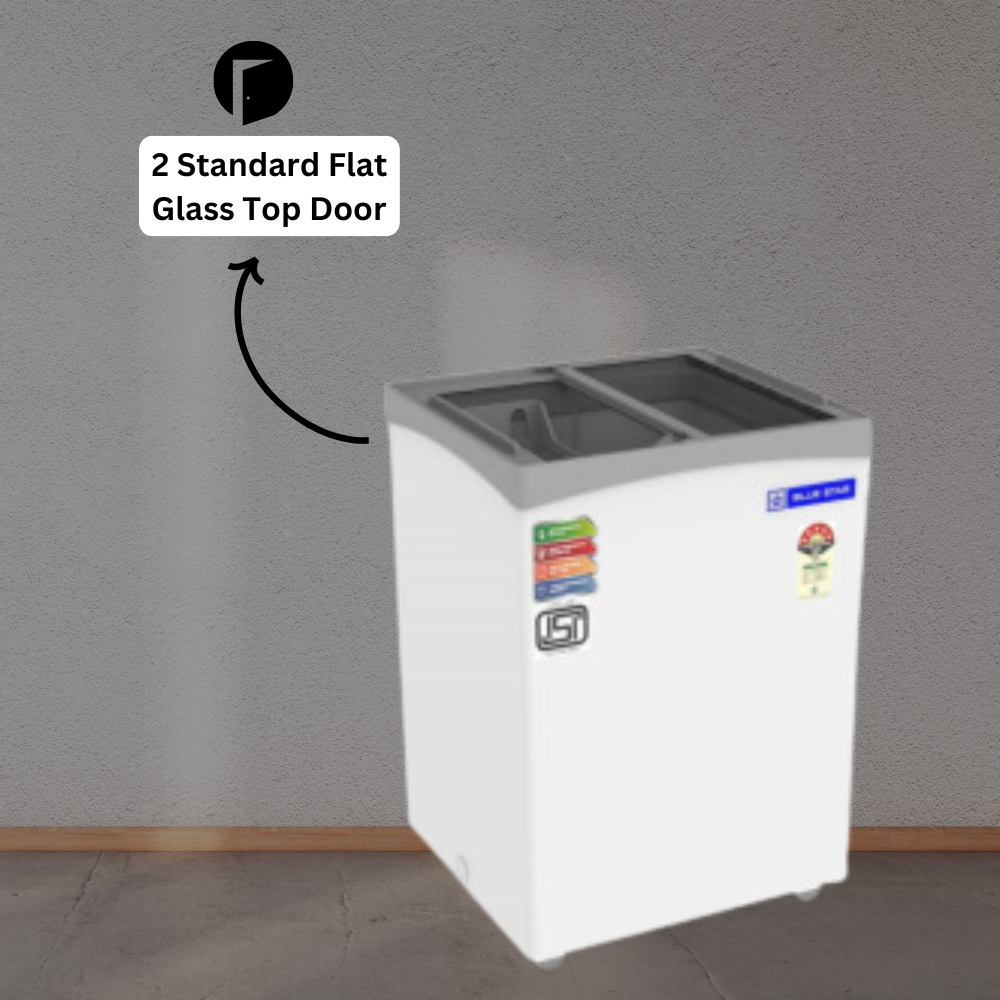 Blue Star Flat Glass Top Deep Freezer GT5-130NP with 2 Standard glass door Blue Star Flat Glass Top Deep Freezer GT5-130NP with 2 Standard glass door