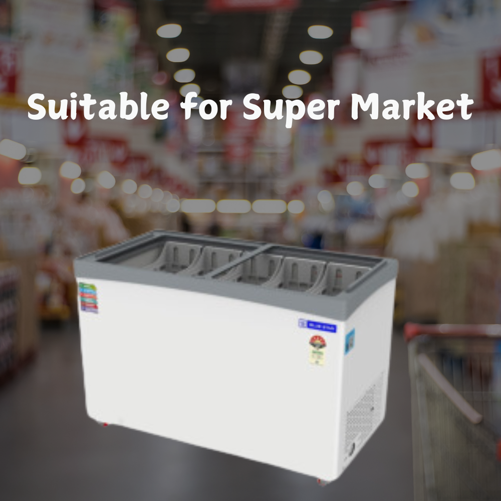 Suitable for Super Market: Blue Star Flat Glass Top Deep Freezer-GT5-410NP Suitable for Super Market: Blue Star Flat Glass Top Deep Freezer-GT5-410NP
