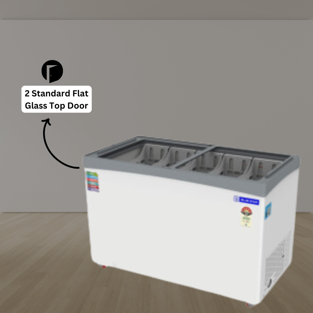 Blue Star Flat Glass Top Deep Freezer-GT5-410NP Available in 2 Glass Door Blue Star Flat Glass Top Deep Freezer-GT5-410NP Available in 2 Glass Door