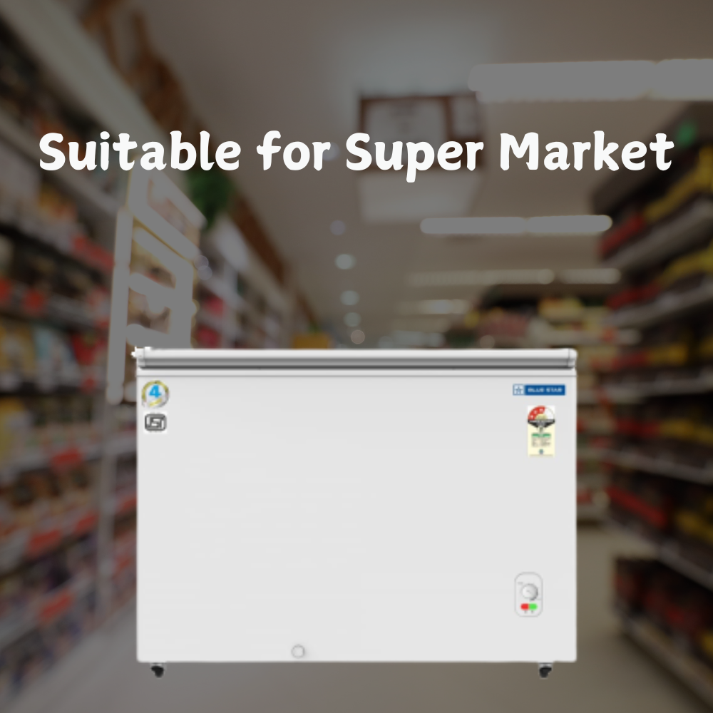 Suitable for Super Market: Blue star Hard Top 300 litre Chest Freezer CF3-300MEW-SD Suitable for Super Market: Blue star Hard Top 300 litre Chest Freezer CF3-300MEW-SD