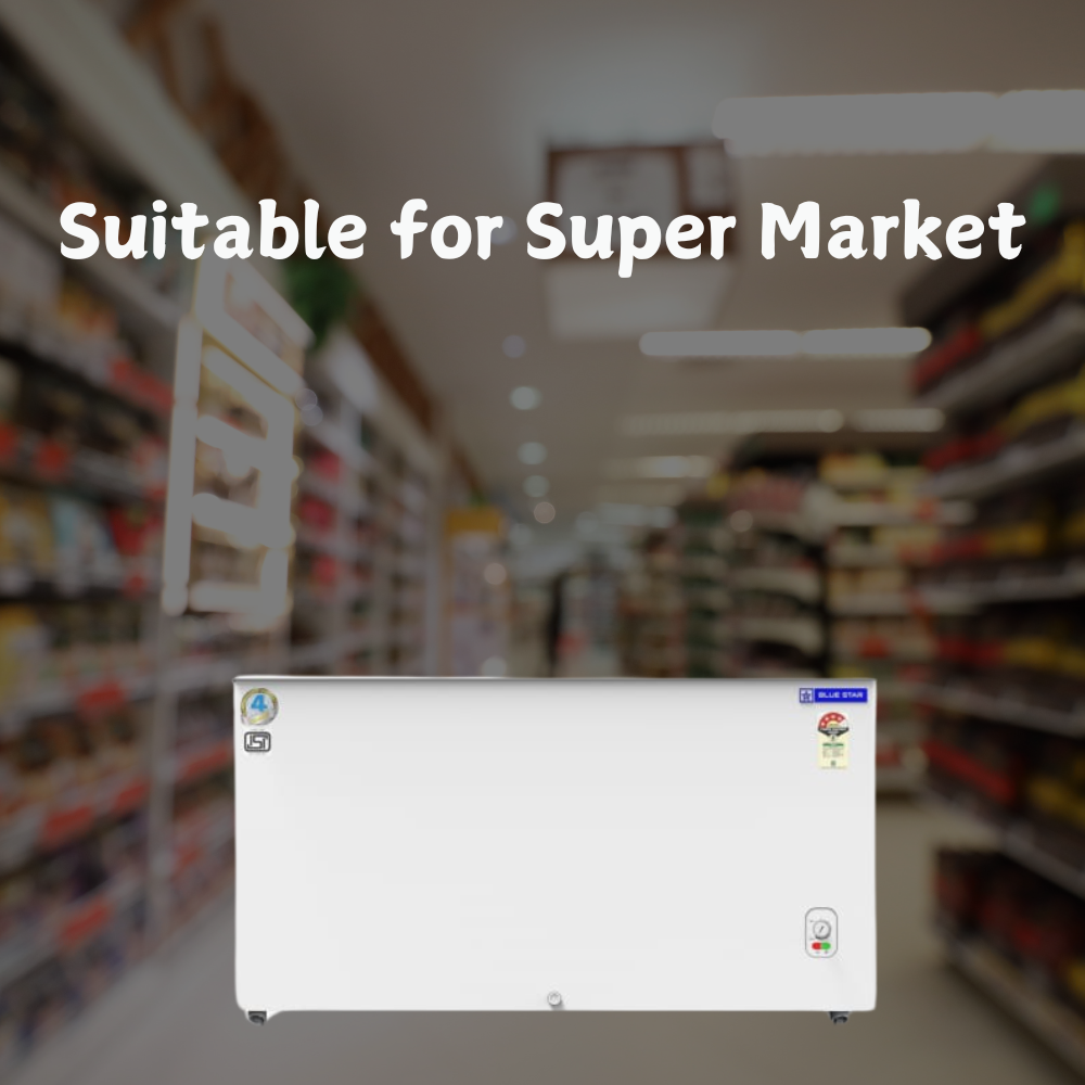 Suitable for Super Market: Blue Star Flat glass top Deep Freezer-GT4-400M Suitable for Super Market: Blue Star Flat glass top Deep Freezer-GT4-400M
