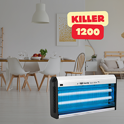Close-up of the Avro Killer 1200, highlighting its sleek design and UV light tubes. Close-up of the Avro Killer 1200, highlighting its sleek design and UV light tubes.