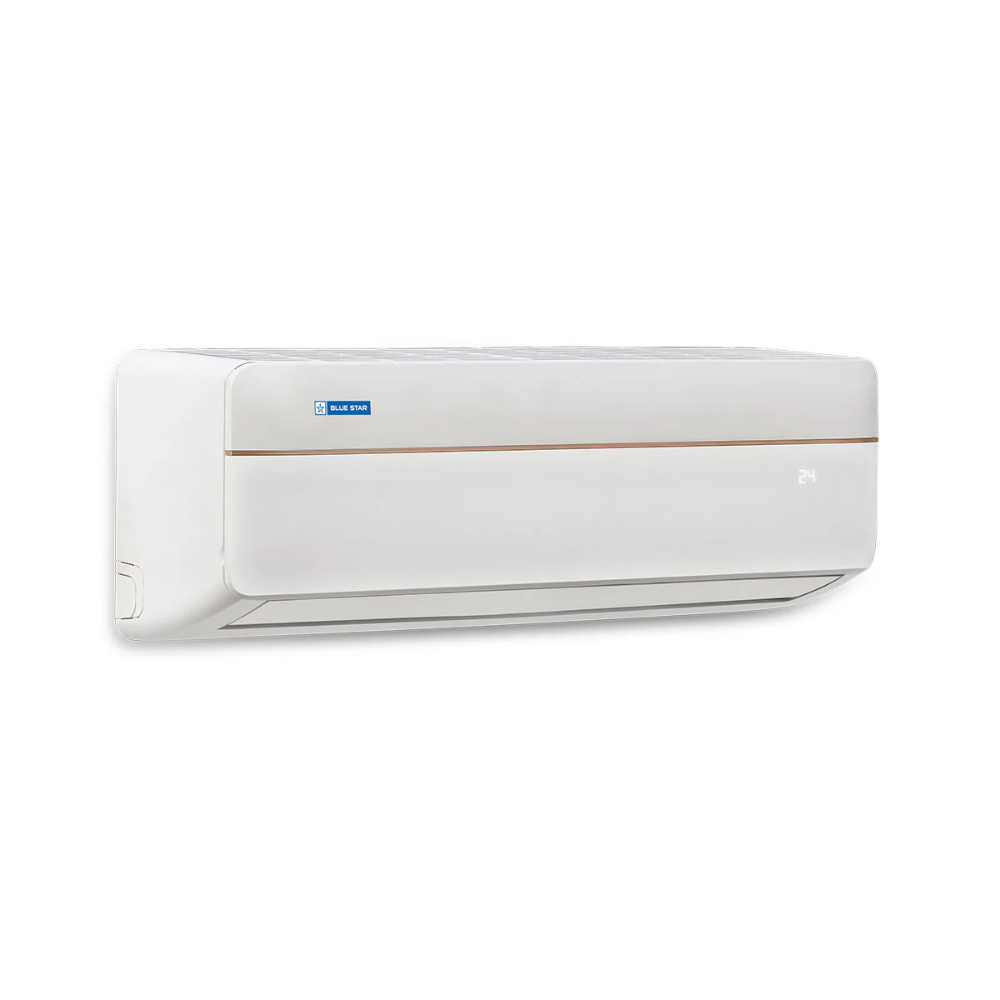 Blue Star IC319VCUHD Inverter Split AC - 1.7 Ton 3 Star installed in a living room.