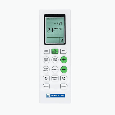 Blue Star IB324TKU Inverter Split AC-2 Ton 3 Star with LCD Display remote. Blue Star IB324TKU Inverter Split AC-2 Ton 3 Star with LCD Display remote.