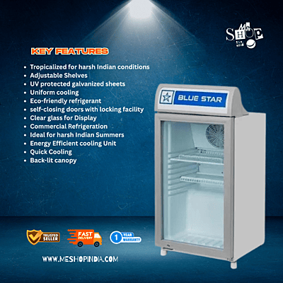 Blue Star Visi Cooler VC95A: a compact 95-liter display fridge. Blue Star Visi Cooler VC95A: a compact 95-liter display fridge.