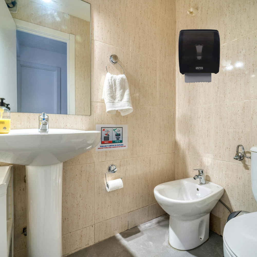 Wall-mounted soap dispenser, Avro. Wall-mounted soap dispenser, Avro.