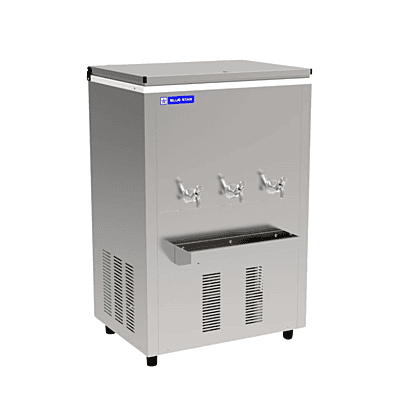 High-capacity Blue Star storage water cooler with multiple taps. High-capacity Blue Star storage water cooler with multiple taps.