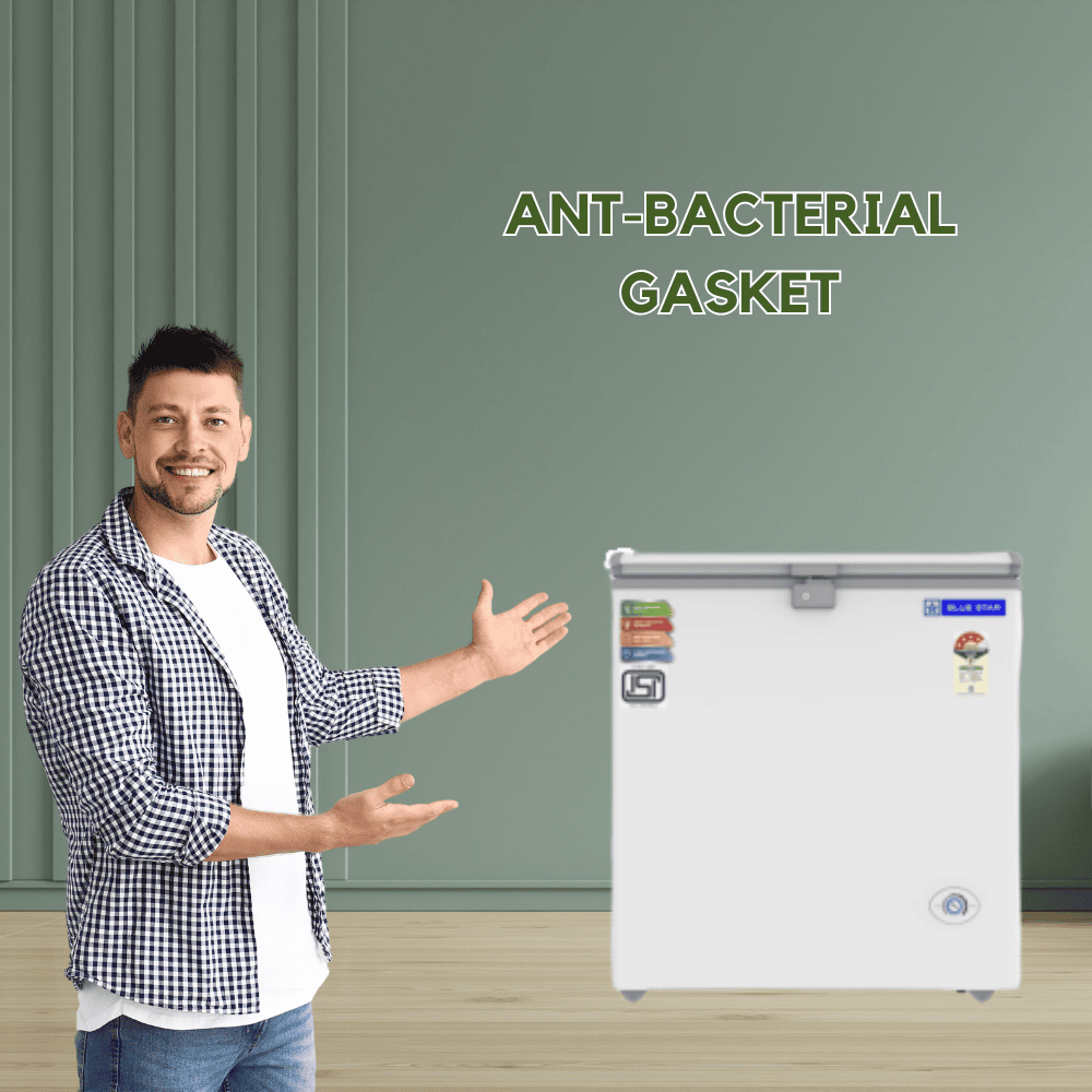 Durable hard top deep freezer from Blue Star, 230-liter capacity. Durable hard top deep freezer from Blue Star, 230-liter capacity.