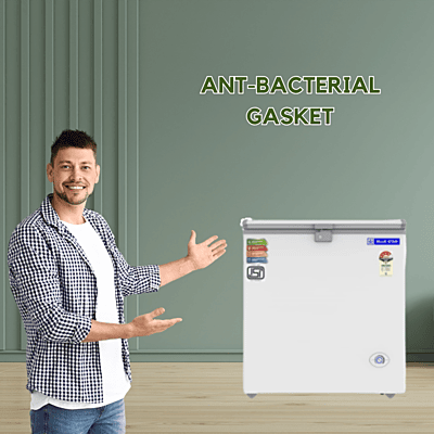 Durable hard top deep freezer from Blue Star, 230-liter capacity. Durable hard top deep freezer from Blue Star, 230-liter capacity.