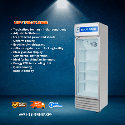 Blue Star visi cooler for retail stores, 165 litres capacity. Blue Star visi cooler for retail stores, 165 litres capacity.