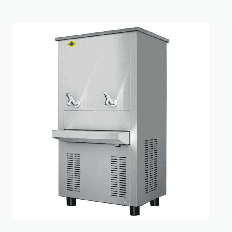 "High-capacity Western PWC6080 water cooler with adjustable thermostat." "High-capacity Western PWC6080 water cooler with adjustable thermostat."