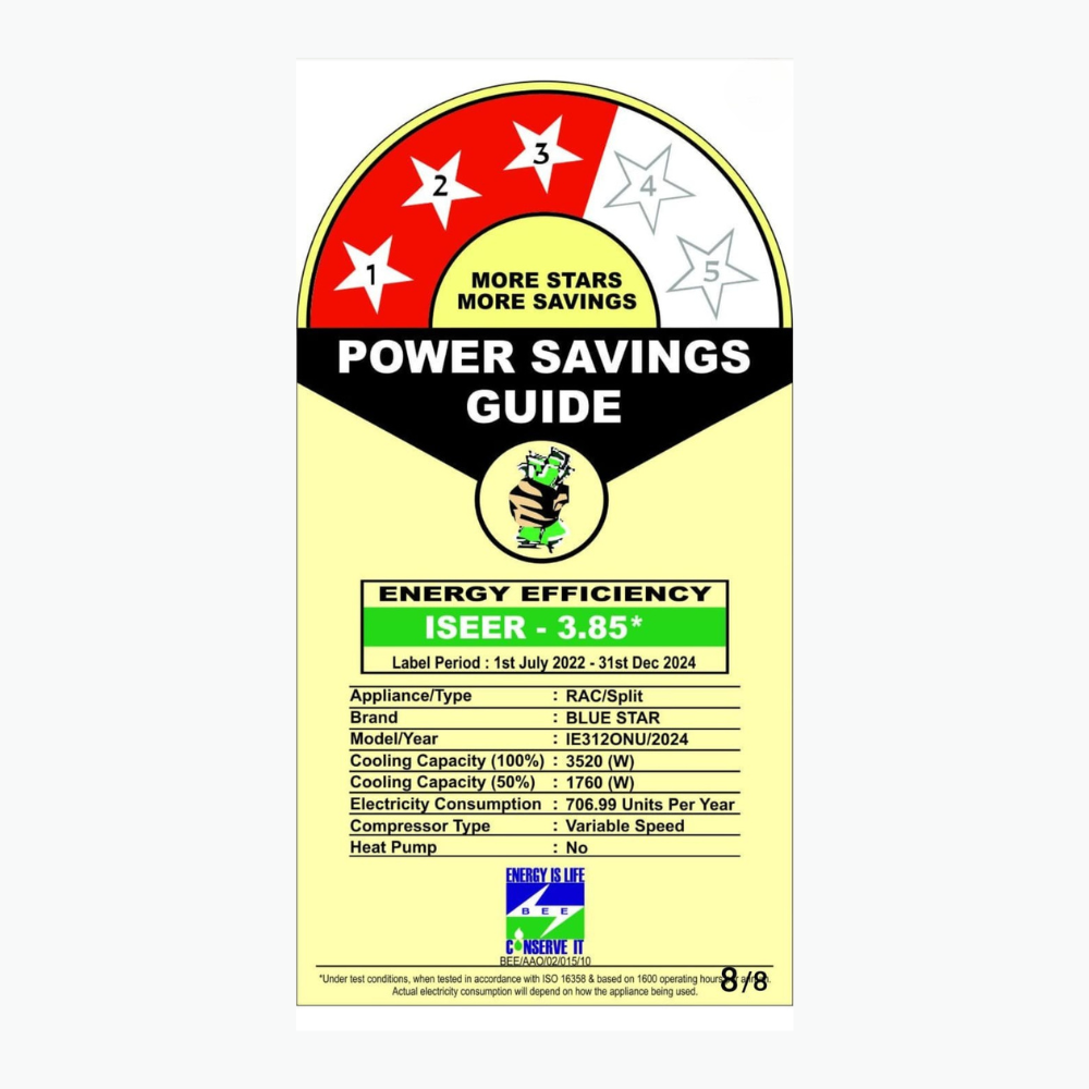 Energy Efficient Cooling with Blue Star IE312ONU Inverter Split AC-1 Ton 3 Star Energy Efficient Cooling with Blue Star IE312ONU Inverter Split AC-1 Ton 3 Star