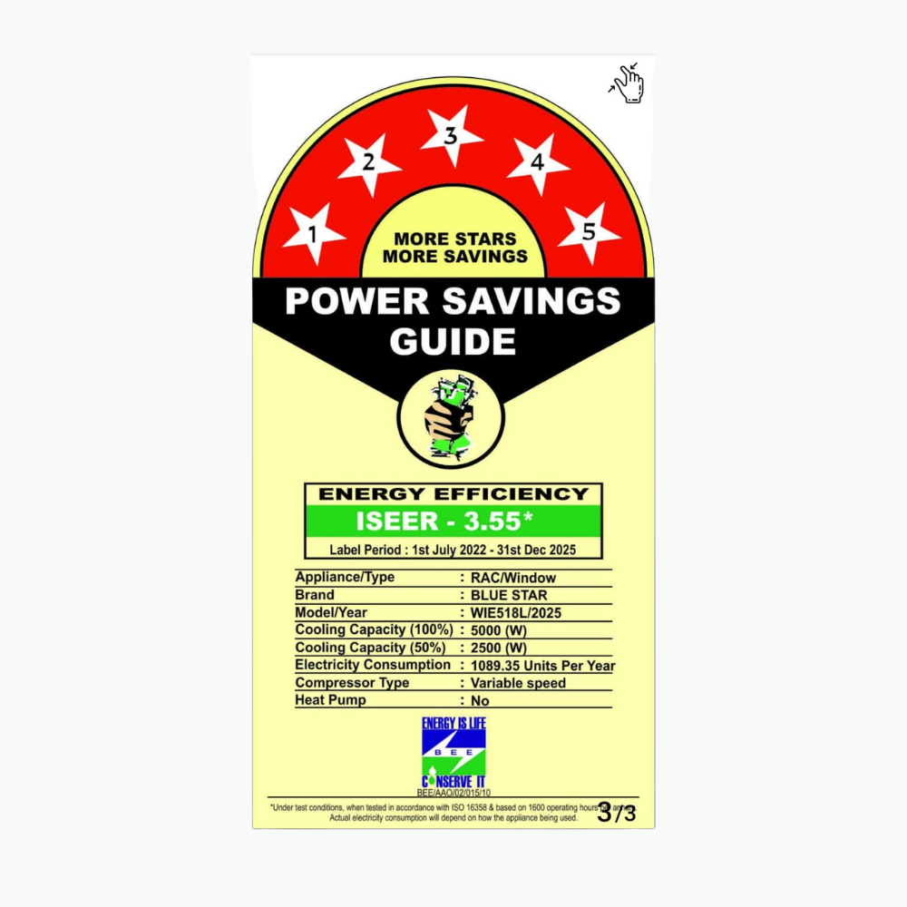 Energy Efficient cooling with Blue Star Inverter Window AC-WIE518L 1.5 Ton 5 Star Energy Efficient cooling with Blue Star Inverter Window AC-WIE518L 1.5 Ton 5 Star