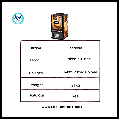 Atlantis Classic 4 lane Tea and Coffee vending machine Atlantis Classic 4 lane Tea and Coffee vending machine