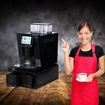 Automatic espresso machine brewing a cup of coffee. Automatic espresso machine brewing a cup of coffee.