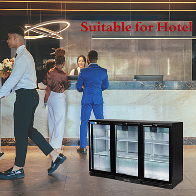This black backbar chiller 3 door offers both aesthetic appeal and reliable performance. This black backbar chiller 3 door offers both aesthetic appeal and reliable performance.