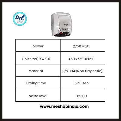 Avro Automatic Hand Dryer HD12 Stainless steel body-2750W Avro Automatic Hand Dryer HD12 Stainless steel body-2750W