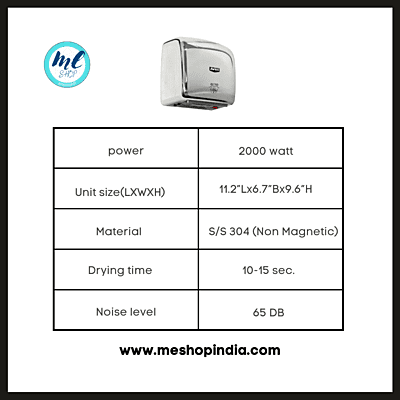 Avro Automatic Hand Dryer HD-16 Stainless Steel non Magnetic 2000 watt Avro Automatic Hand Dryer HD-16 Stainless Steel non Magnetic 2000 watt