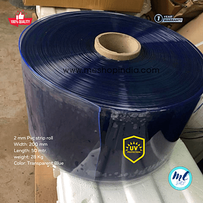 PVC Roll-2mm  x 200mm-Dop Quality Premium Standard Transparent Blue