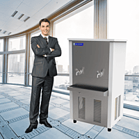Office setting with a Blue Star 6080 NST water cooler featuring a pre-coated sheet body. Office setting with a Blue Star 6080 NST water cooler featuring a pre-coated sheet body.