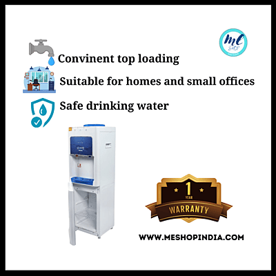 Modern white floor-standing water dispenser with cooling cabinet. Modern white floor-standing water dispenser with cooling cabinet.