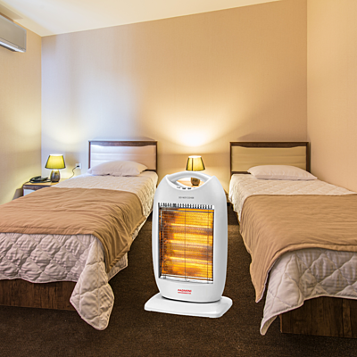 Portable Padmini Volcano 1200 Halogen Heater with a cool-touch body for safety.