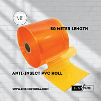 Buzz Lite PVC Roll- Anti Insect 50 mtr-2 MM x 300 mm Transparent Orange with 12 months warranty