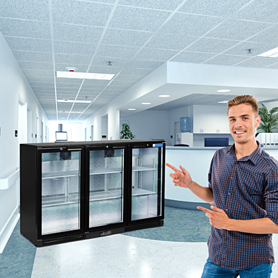 This Blue Star 3 door backbar chiller combines style, functionality, and efficiency. This Blue Star 3 door backbar chiller combines style, functionality, and efficiency.