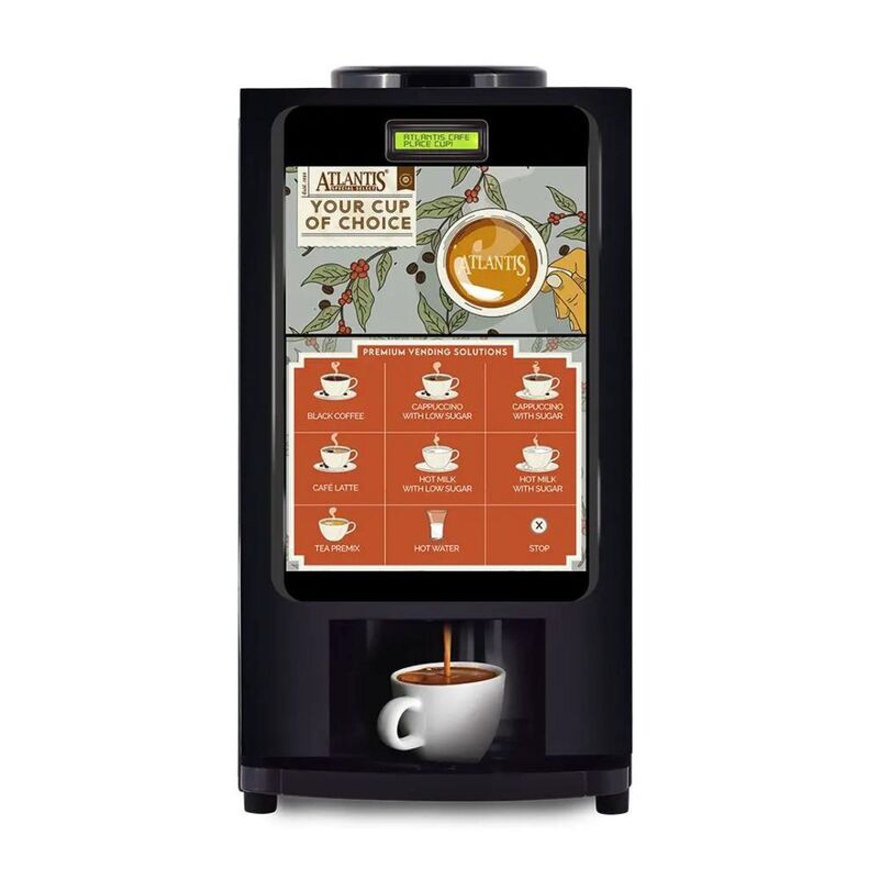 Atlantis Select coffee vending machine with 7 hot beverage options. Atlantis Select coffee vending machine with 7 hot beverage options.