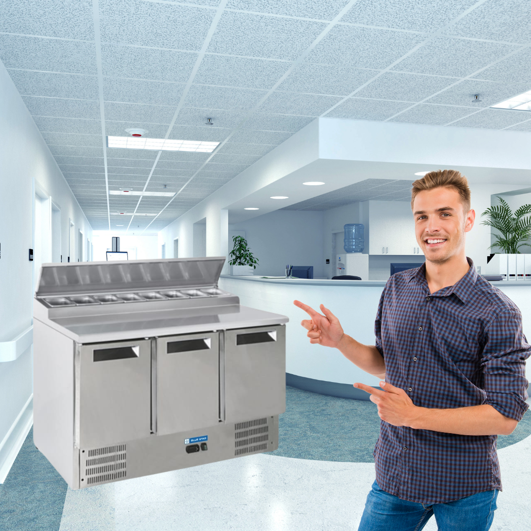 Keep salads fresh with the Blue Star Kitchen Refrigerator-Saladettes 3 Door. Keep salads fresh with the Blue Star Kitchen Refrigerator-Saladettes 3 Door.
