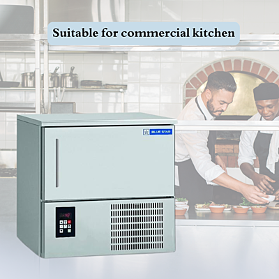 Spacious interior of a Blue Star BF03G Blast Freezer with multiple trays. Spacious interior of a Blue Star BF03G Blast Freezer with multiple trays.