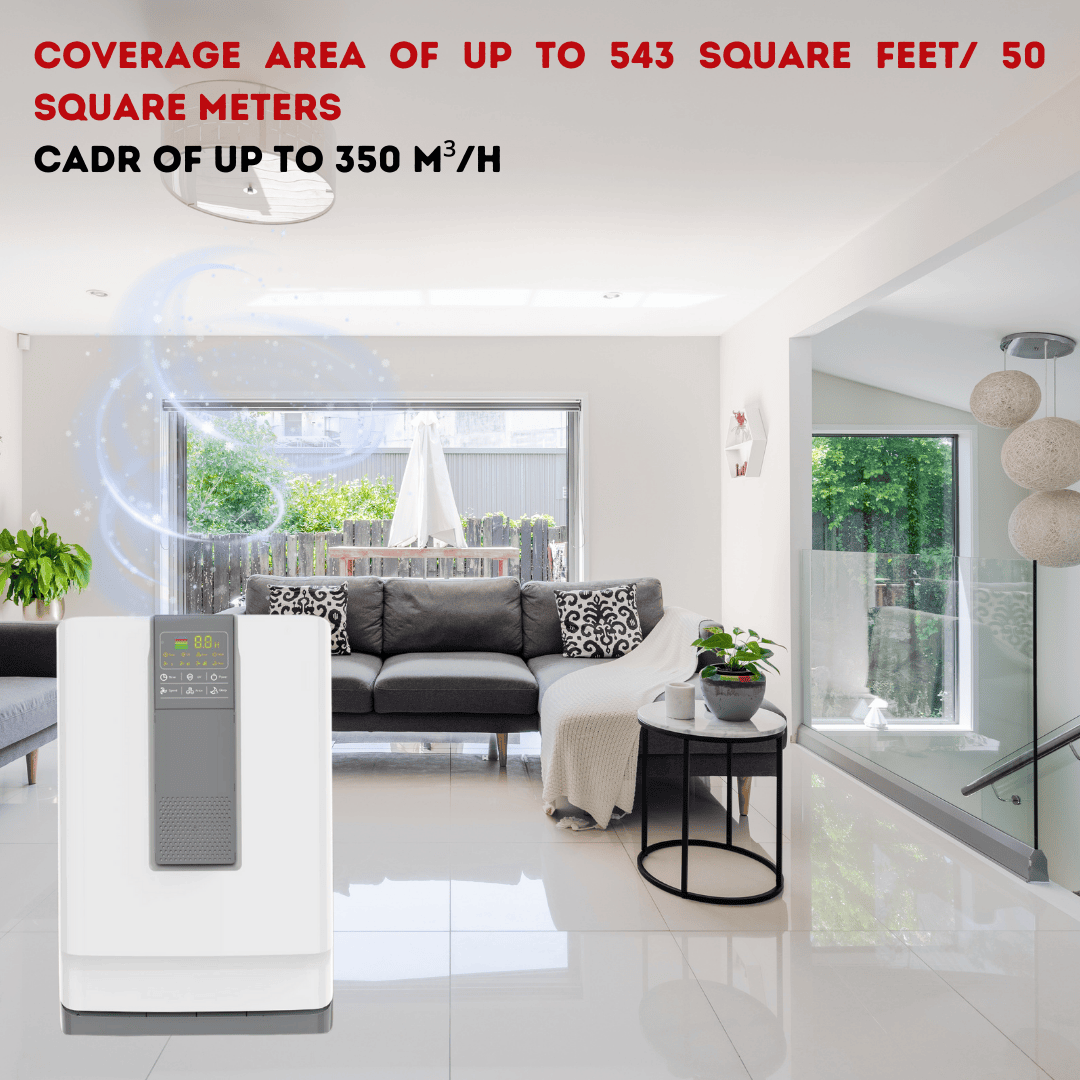 The Honeywell Air Touch V4 in a living room setting. The Honeywell Air Touch V4 in a living room setting.