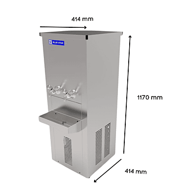 Dimension of Blue star PC 240 water cooler with plain and cold water option Dimension of Blue star PC 240 water cooler with plain and cold water option