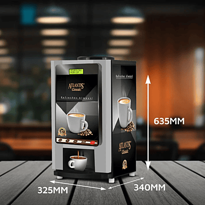 Vending machine offering two hot beverage choices. Vending machine offering two hot beverage choices.