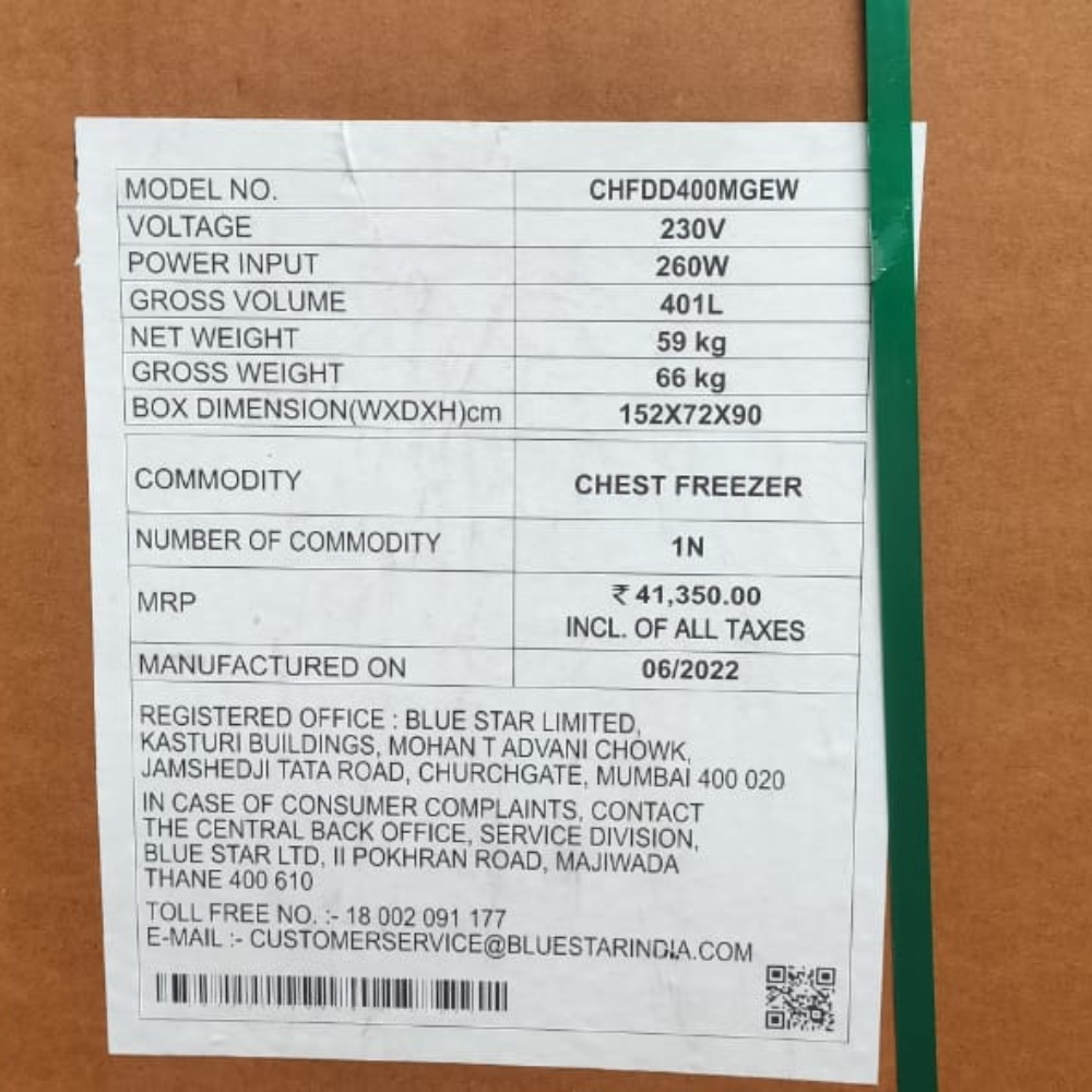 Blue star Hard Top 400 liter Deep FreezerCF3400MEW