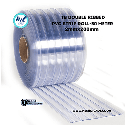 Buzz Lite PVC Roll- Double Ribbed 50 mtr-2 MM x 200 mm Transparent Blue with 12 months warranty