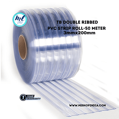 Buzz Lite PVC Roll- Double Ribbed 50 mtr-3 MM x 200 mm Transparent Blue with 12 months warranty