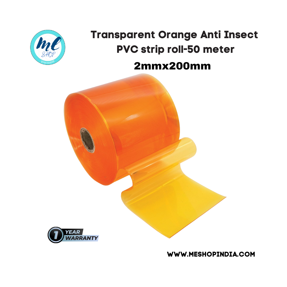 Buzz Lite PVC Roll- Anti Insect 50 mtr-2 MM x 200 mm Transparent Orange with 12 months warranty