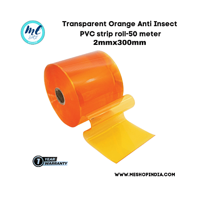 Buzz Lite PVC Roll- Anti Insect 50 mtr-2 MM x 300 mm Transparent Orange with 12 months warranty