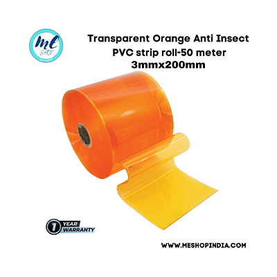 Buzz Lite PVC Roll- Anti Insect 50 mtr-3 MM x 200 mm Transparent Orange with 12 months warranty