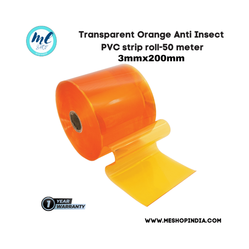 Buzz Lite PVC Roll- Anti Insect 50 mtr-3 MM x 200 mm Transparent Orange with 12 months warranty
