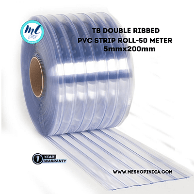 Buzz Lite PVC Roll- Double Ribbed 50 mtr-5 MM x 200 mm Transparent Blue with 12 months warranty