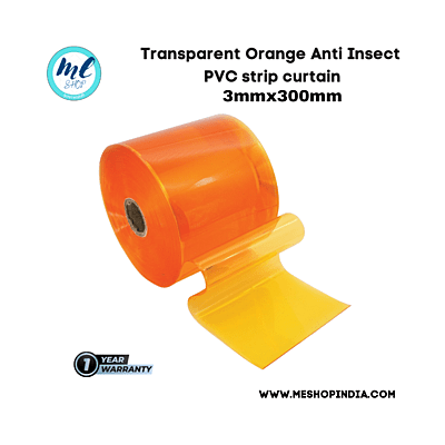 Buzz Lite PVC Roll- Anti Insect 50 mtr-3 MM x 300 mm Transparent Orange with 12 months warranty