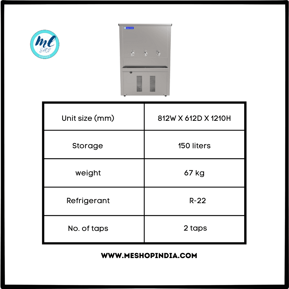 Blue star PC 1501503T water cooler with 150 liter storage dealer in