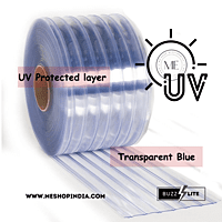 Buzz Lite PVC Roll- Double Ribbed 50 mtr-2 MM x 200 mm Transparent Blue with 12 months warranty